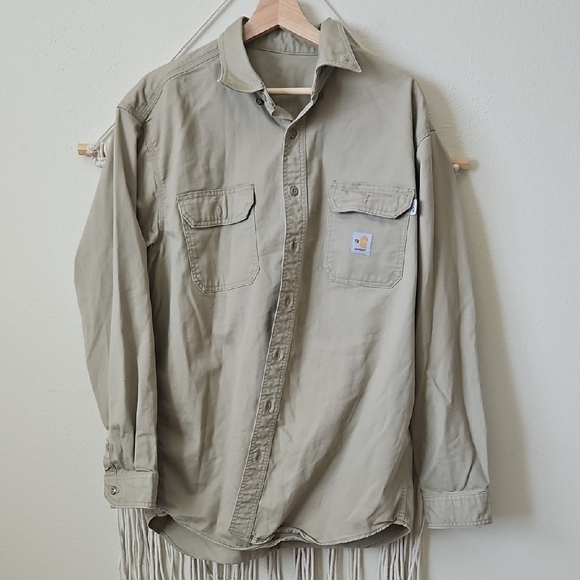 Carhartt Mens Flame-Resistant Classic Twill Shirt L - Picture 1 of 4
